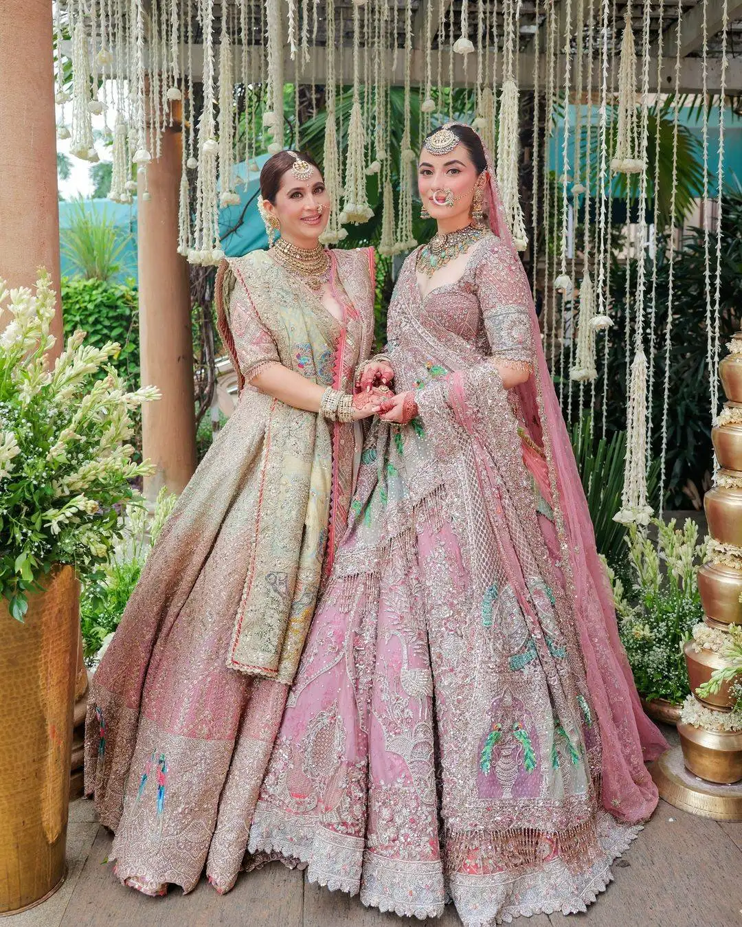 Indian bride and her sister in wedding